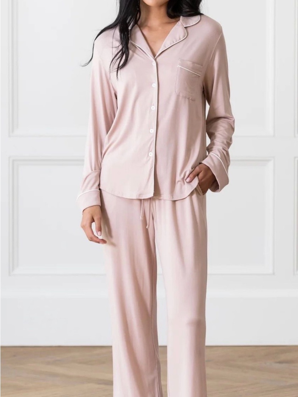 Cozy Earth Women’s Bamboo Cotton Pajama Set - Light Blush